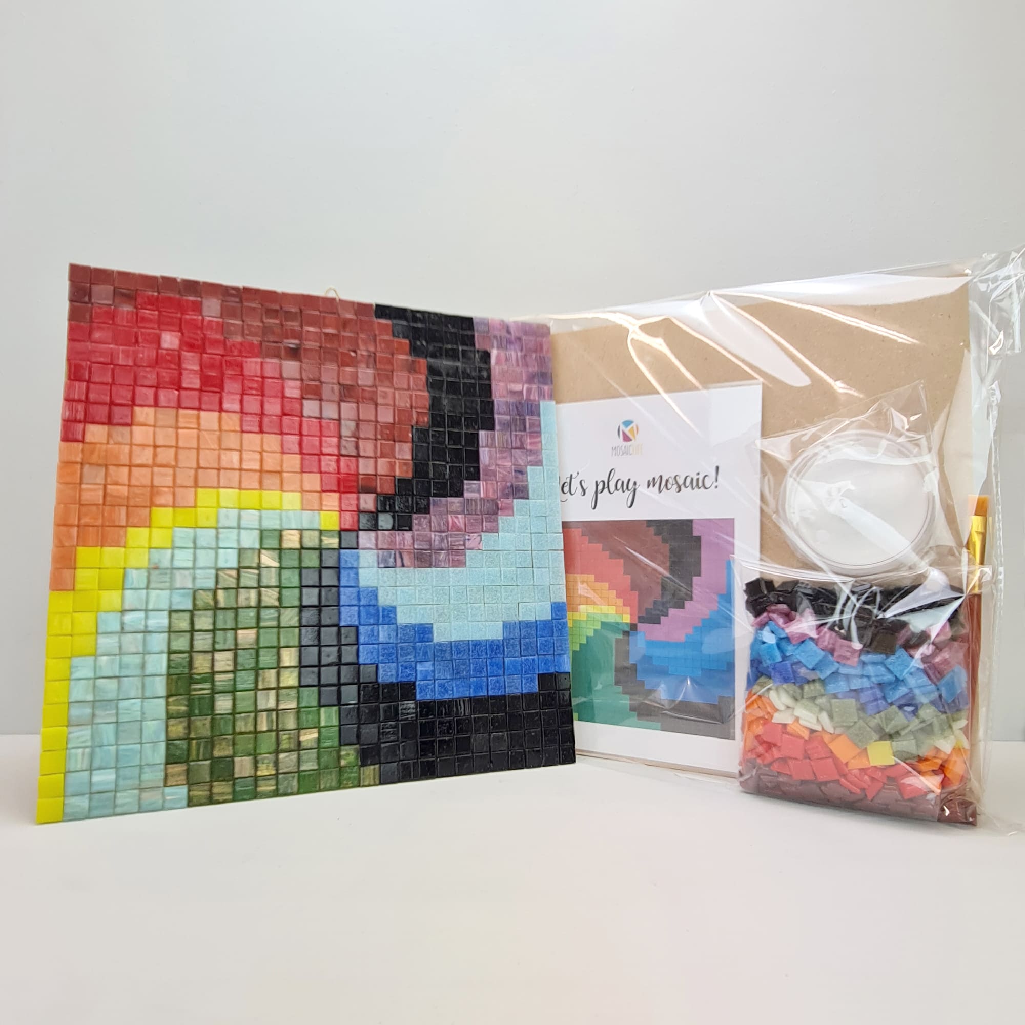 Kit creativo in mosaico medio - VORTICE COLORATO - Confezione e campione