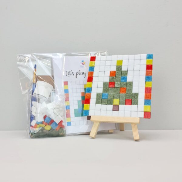 Kit creativo in mosaico mini - ALBERO DI NATALE - Confezione e campione